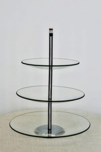 Etažér sklo 3 patra, prům. 30cm, v 39 cm