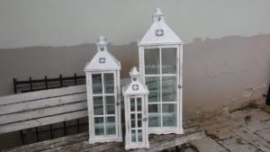 Lucerna velká bílá se srdíčky, 101 cm